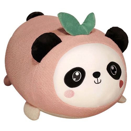 Pink Peach Panda Plush: Soft, Cuddly Bed Pillow - Pink / 35CM