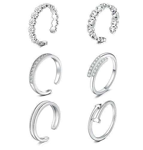 QWALIT Toe Rings for Women Gold Toe Ring Gold Toe Rings for Women Silver Toe Ring Stainless Steel - 1-6pcs-silver
