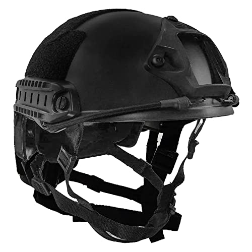 LOOGU Fast MH - Casco de protección para ocio al aire libre, paintball, camuflaje, táctico, con rieles laterales - MH-Black