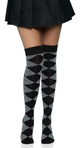 Over the Knee Argyle Socks | Grey / One Size Fits Most