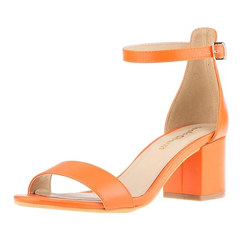 Women's Strappy Chunky Block Low Heeled Sandals 2 Inch Open Toe Ankle Strap High Heel Dress Sandals Daily Work Party Shoes - 8 - Orange