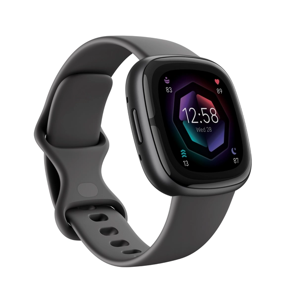 Fitbit Sense 2 Smart Watch - Graphite / Graphite Compatible ECG APP - Built-in GPS - 24/7 Heart Rate Tracking - Alexa Built-in - Oxygen Saturation Monitoring - Up to 6 day battery life