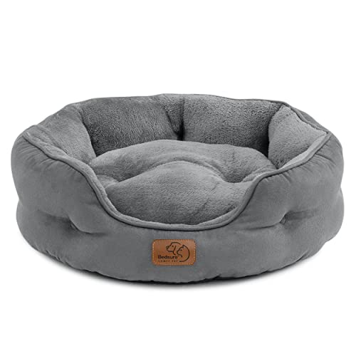 Bedsure Large Cat Bed Washable - Grey Cat Bed for Indoor Cats and Kitten, Small Cat Bed Sofa with Slip-Resistant Bottom for Puppy Dogs, Gift For Cats and Small Pets, Round, 51x48x15cm - 51 x 48 x 15 cm (L x W x H) - Grey