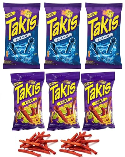 Takis Mix Party Pack includes - 3 x 55g Fuego Flavour + 3 x 56.7g Blue Heat
