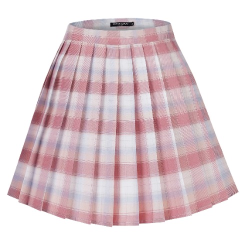 Urban CoCo Womens Uniforms Plaid Pleated Mini Skirt - #1 Small