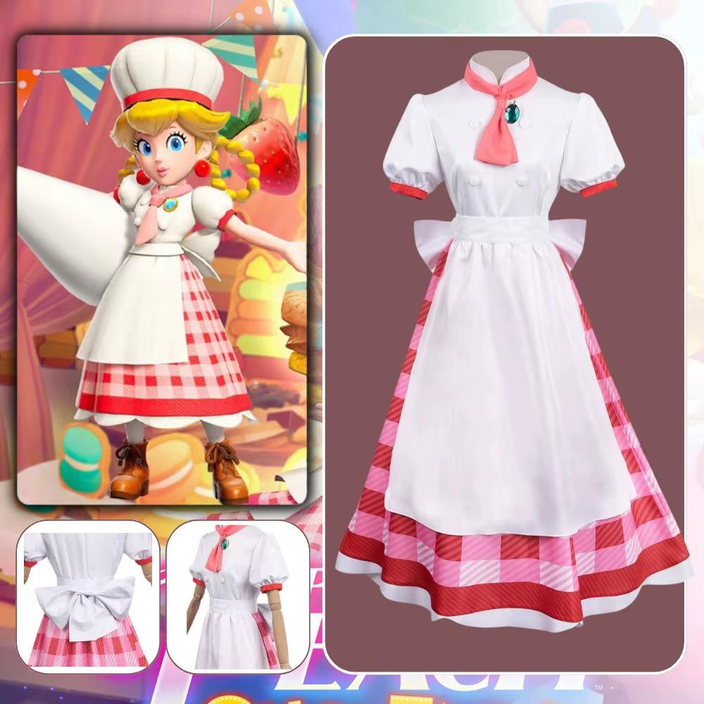 Princess Peach Cosplay Fantasia Costume Disguise for Adult Women Maid Dress Role Play Outfits Halloween Carnival Party Clothes - AliExpress 