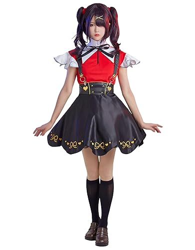 Miccostumes Womens Game Streamer Cosplay Costume Kawaii Suspender Skirt with Accessories - Small - Multicolored