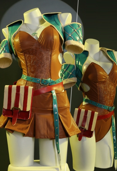 Triss Derivative Sexy Lingerie Costume Outfit High Slit Bodysuit and Skirt Coat with Gloves Belt Bag Necklace