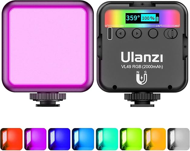 Luz de Relleno Led para Vídeo, Fotografia, ULANZI VL49 RGB, Ajustable 2500-9500K, 2000 mAh Incorporada Batería, Lámpara Iluminación Continua para DSRL Cámara