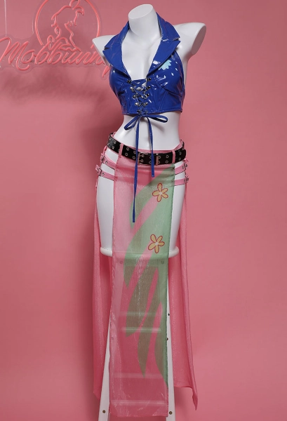 Robin Derivative Sexy Lingerie Costume Halloween Deep V Lace-up Top and Slit Skirt with Gloves Outfit