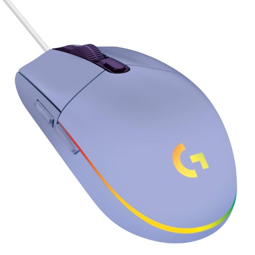 Logitech G203 Wired Gaming Mouse, 8,000 DPI, Rainbow Optical Effect LIGHTSYNC RGB, 6 Programmable Buttons, On-Board Memory, Screen Mapping, PC/Mac Computer and Laptop Compatible - Lilac - Lilac Mouse Only