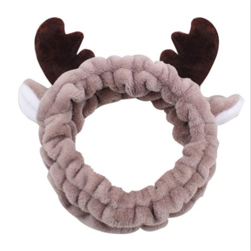 Elk Headband Headbands for Women Girls, Spa Facial Headband Makeup Headband Bear Face Mask Headband for Birthday Valentines Day Christmas Party Gifts Fleece Headwear Headwraps for Women Coffee