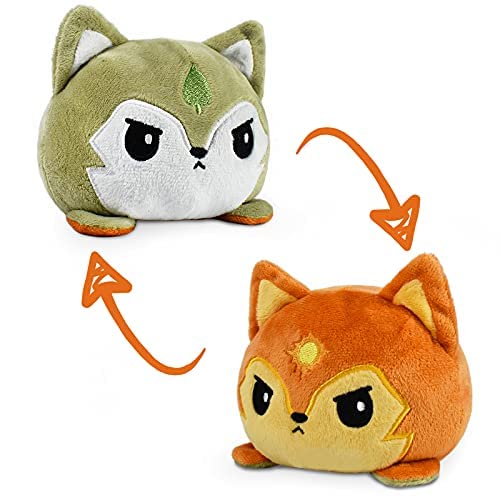 TeeTurtle | The Original Reversible Wolf Plushie | Patented Design | Spring + Summer | Happy + Angry | Show Your Mood Without Saying a Word! - Spring + Summer Wolf