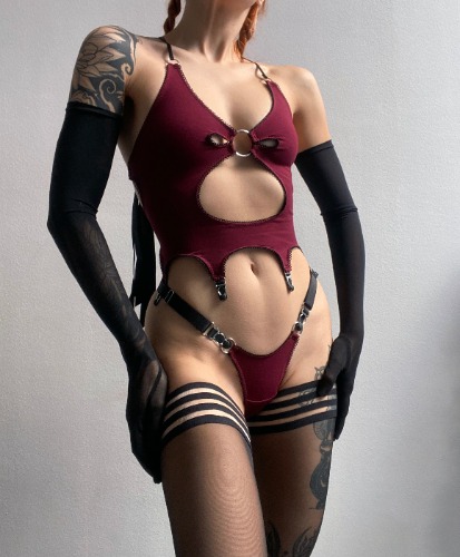 Bralette 10 & Thong 17 | wine red / Bralette 10 / Small