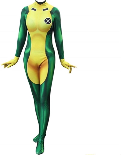 Cosplay Life Rogue Cosplay Costume – Super Hero Halloween Outfit – Lycra Fabric Bodysuit Zentaisuit Jumpsuit For Unisex Adult - Medium