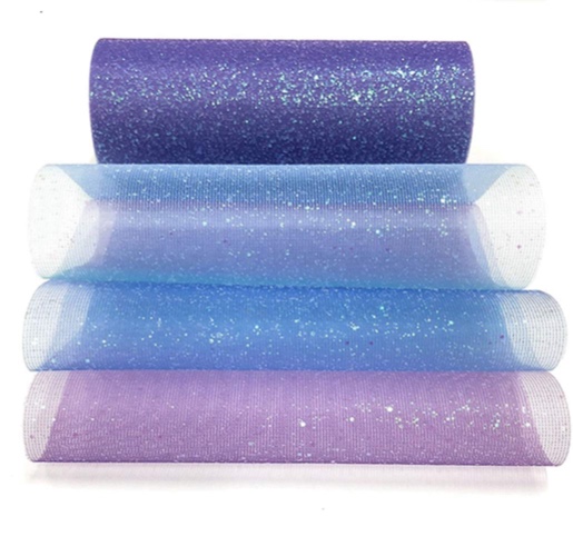 Lauthen.S Rainbow Glitter Tulle Rolls, Decorative Tulle Fabric Roll 6" x 10 Yards(30 Feet) Blue Shimmer Color Fabric Ribbon for Table Chair Sash Hair Bow Costume Wedding Birthday Baby Shower - 6 Inches x 10 Yards(30 Feet) Bue