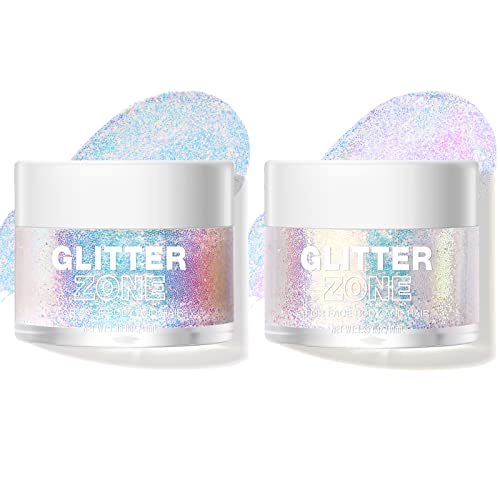 LANGMANNI Holographic Body Glitter Gel for Body, Face, Hair and Lip.Color Changing Glitter Gel Under Light. Vegan & Cruelty Free-1.35 oz (1# Golden Ocean+2# Sparkling Pink) - 1# Golden Ocean+2# Sparkling Pink
