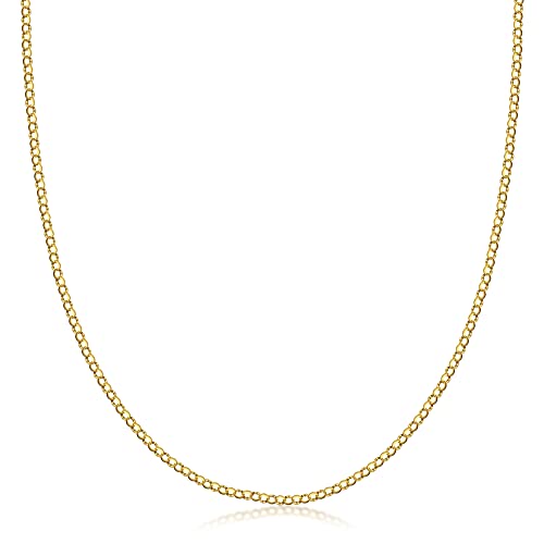 PORI JEWELERS 10K Yellow Gold 2.0MM Round Rolo Link Chain Necklace - Made in Italy - 16 - Yellow