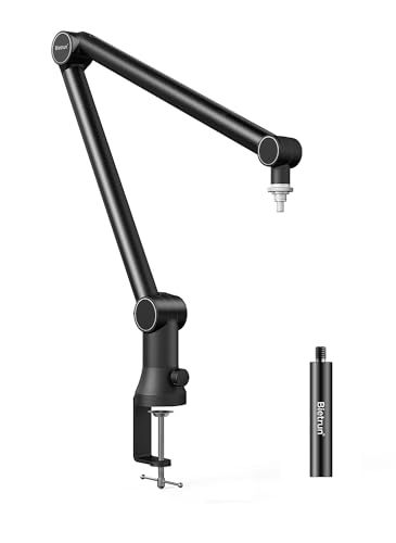 Boom Mic Arm for Shure SM7B/MV7/Blue Yeti, 2024 New Upgraded Microphone Desk Mount with Hidden Cable Trough & Extension Tube, Universal Pro-Heavy Duty Metal Blue Yeti Boom Arm for Podcast, Video - Silver