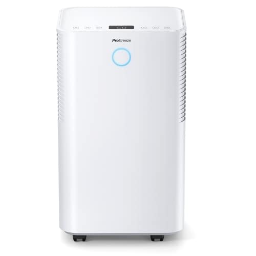 Pro Breeze 12L/Day Dehumidifier with Automatic Humidity Sensor & Display, 24 Hour Timer, Laundry Drying, Continuous Drainage (White, 12 Litres) - 12 Litres - White