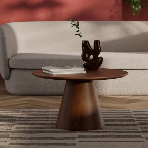 Finnley Round Coffee Table, Walnut