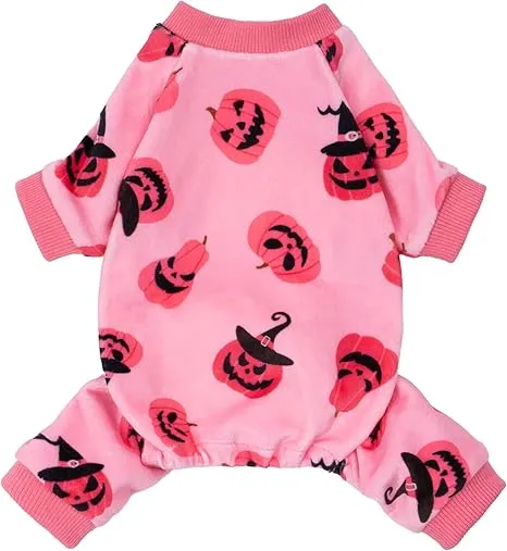 Fitwarm Halloween Jack O Lantern Dog Pajamas, Funny Costumes for Small Dogs Girl, Pet Outfit, Pink, Black, Small