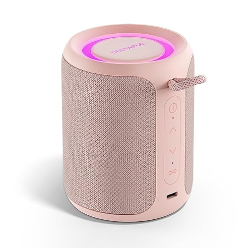 Portable Bluetooth Speaker, IP67 Waterproof Mini Bluetooth Speaker Wireless V5.3 with Stereo Sound,All Day,TWS Pairing,LED Light,Gift for him/her (Pink) - Pink