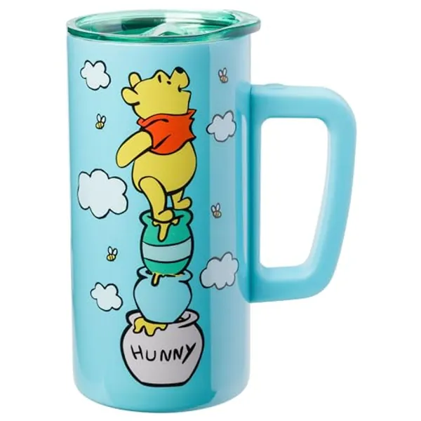 Silver Buffalo Disney Winnie the Pooh Hunny Stack Double Wall Stainless Steel Coffee Mug with Handle, 15 Ounces