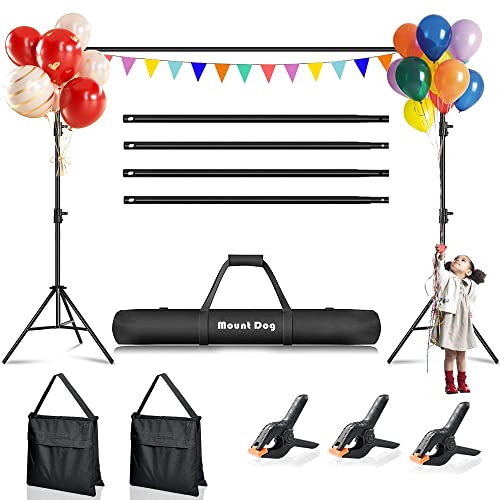 2M x 3M/6.5ft x 10ft Photo Backdrop Stand Kit Photography Studio Background Support System with 3 Clamps Carrying Case Heavy Duty Stand for Video Shooting Portrait - 2M x 3M/6.5ft x 10ft - Black-white