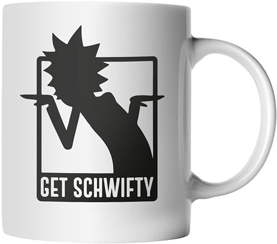 DragonHive Tasse - Rick and Morty get Schwifty lustig - beidseitig Bedruckt - Geschenk Idee Kaffeetasse mit Spruch, Keramik 330ml, Tassenfarbe: Weiß - Weiß