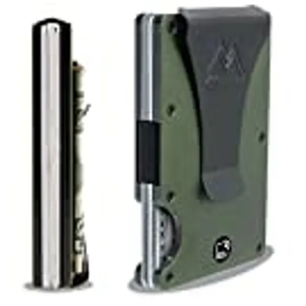 Mountain Voyage Minimalist Wallet for Men - Slim RFID Wallet I Army Green Credit Card Holder with Money Clip, Quality Aluminum & Rustproof Metal Finishes, Easily Removable Money & Cards, Mens Wallets