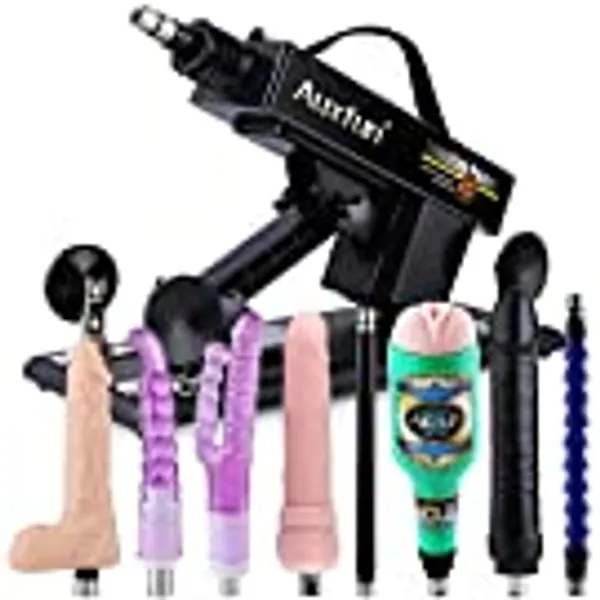 Adjustable Sex Machine, 3XLR Connector Love Machine Male and Female Masturbation Thrusting Machine Pumping Gun with 8 Attachments