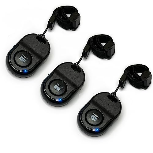 Wireless Smartphone Camera Remote Control (3 Pack) for Photos & Videos, Bluetooth Remote Shutter for iPhone/Android/iPad/Tablets with Adjustable Wrist Strap,Selfie Clicker for Photos & Videos. - Black-Black-Black
