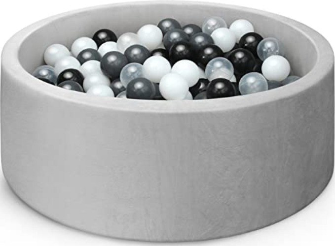 Edostory Ball Pit, ∅ 2.75in 200 Balls Included, Memory Foam Ball Pits for Toddlers Soft Children Round Playpen 35 x 12 inch - Gray