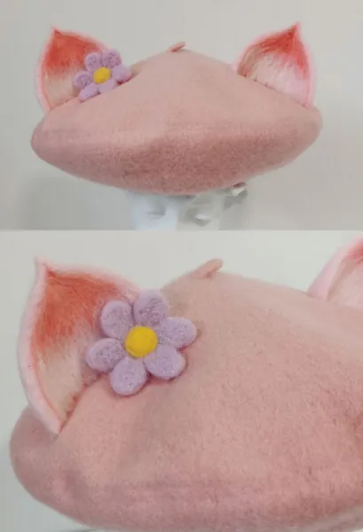 Women Kawaii Fox Ear Shaped Beret Hat Winter Warm Painter Hat Cap