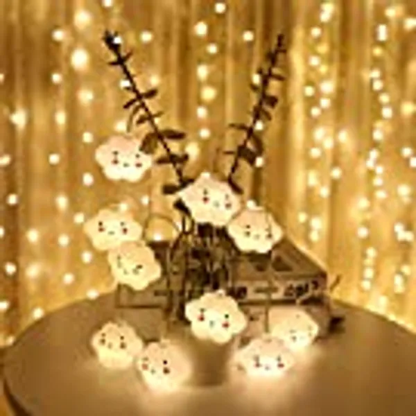 MINGZHE Baby Kids Cute Cloud with Face Shape Lamp Room Light Corridor Decor Small Night Light (Warm White) Halloween Christmas Holiday String Lights 10 LED with Battery Powered Party Classroom Decor