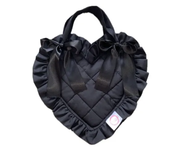  All Black Mini Patchwork Heart Bag