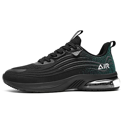 IIV Mens Air Running Shoes Casual Tennis Walking Athletic Gym Fashion Lightweight Slip On Sneakers - 11 - Black/Green