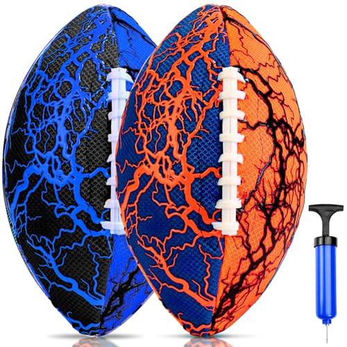Jasonwell Pool Beach Water Football - 2 Pack Waterproof Football Strong Grip Fun Water Toys Games for Swimming Pool Beach Lake Park Backyard Outdoor Play for Kids Children Teens Adults Family - orange&blue