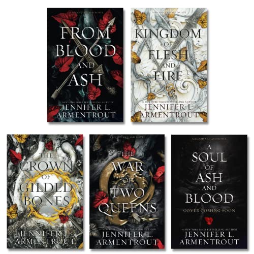 Blood and Ash Complete Series Collection Set, Books 1-5. From Blood and Ash, A Kingdom of Flesh and Fire, The Crown of Gilded Bones, The War of Two Queens, A Soul of Ash and Blood