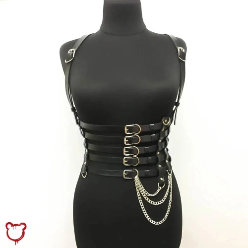 Black Faux Leather Body Harness