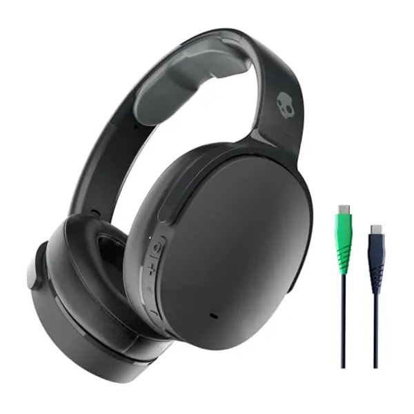 Skullcandy Hesh ANC Over-Ear Noise Cancelling Wireless Headphones with Charging Cable, 22 Hr Battery, Microphone, Works with iPhone Android and Bluetooth Devices - True Black