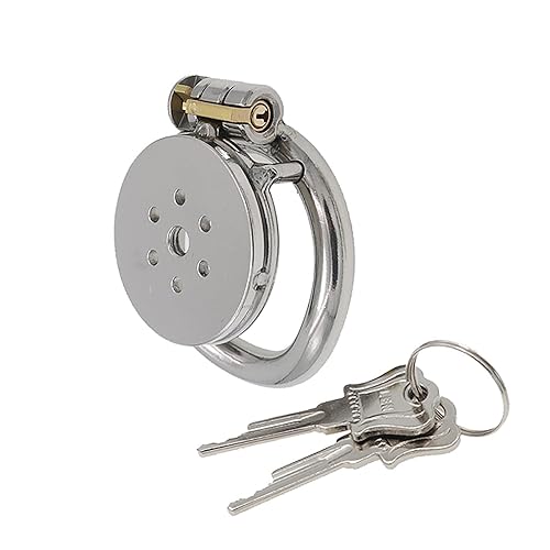 Flat Chastity Cage Metal Male Chastity Device Dark Lock Design Steel Penis Cage for Men BDSM Bondage Penis Cage Sex Toys for Couples (45mm/1.77in) - 45mm/1.77in
