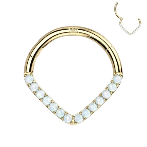 14k gold nose ring with opals