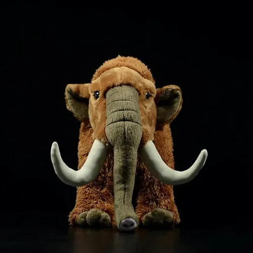 Simulation Mammoth Doll Mammoth Réaliste Doux Peluche Mammuthus Primigenius Animaux Modèle Enfants Cadeaux - 33cm-Marron