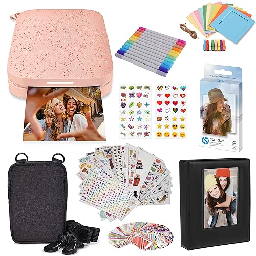 HP Sprocket Portable 2x3 Instant Color Photo Printer (Blush Pink) Starter Bundle - Blush Pink - Starter Bundle