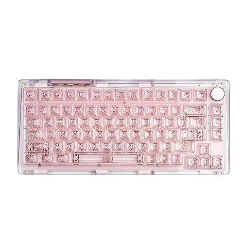 KiiBoom Phantom 81 V2 75% Hot Swappable Upgraded Crystal Gasket-Mounted Mechanical Keyboard, Triple Mode NKRO Gaming Keyboard with South-facing RGB, Clear Keycaps, 4000mAh Battery for Win/Mac (Pink) - Pink