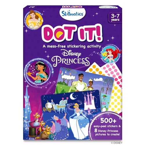 Skillmatics Art Activity - Dot It Disney Princess, No Mess Sticker Art for Kids, Craft Kits, DIY Activity, Scrapbooking, Gifts for Girls & Boys Ages 3, 4, 5, 6, 7, Travel Toys - Disney Princess