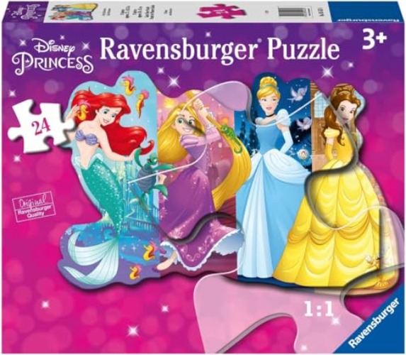 Ravensburger Disney Princess Pretty Princesses Shaped Floor Puzzle 24 Piece Jigsaw Puzzle for Kids – Every Piece is Unique, Pieces Fit Together Perfectly, Model Number: 05453