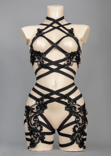 DARKLANDS - Couture Beaded Black Lace Bralette | UK 10-12 / US 6-8